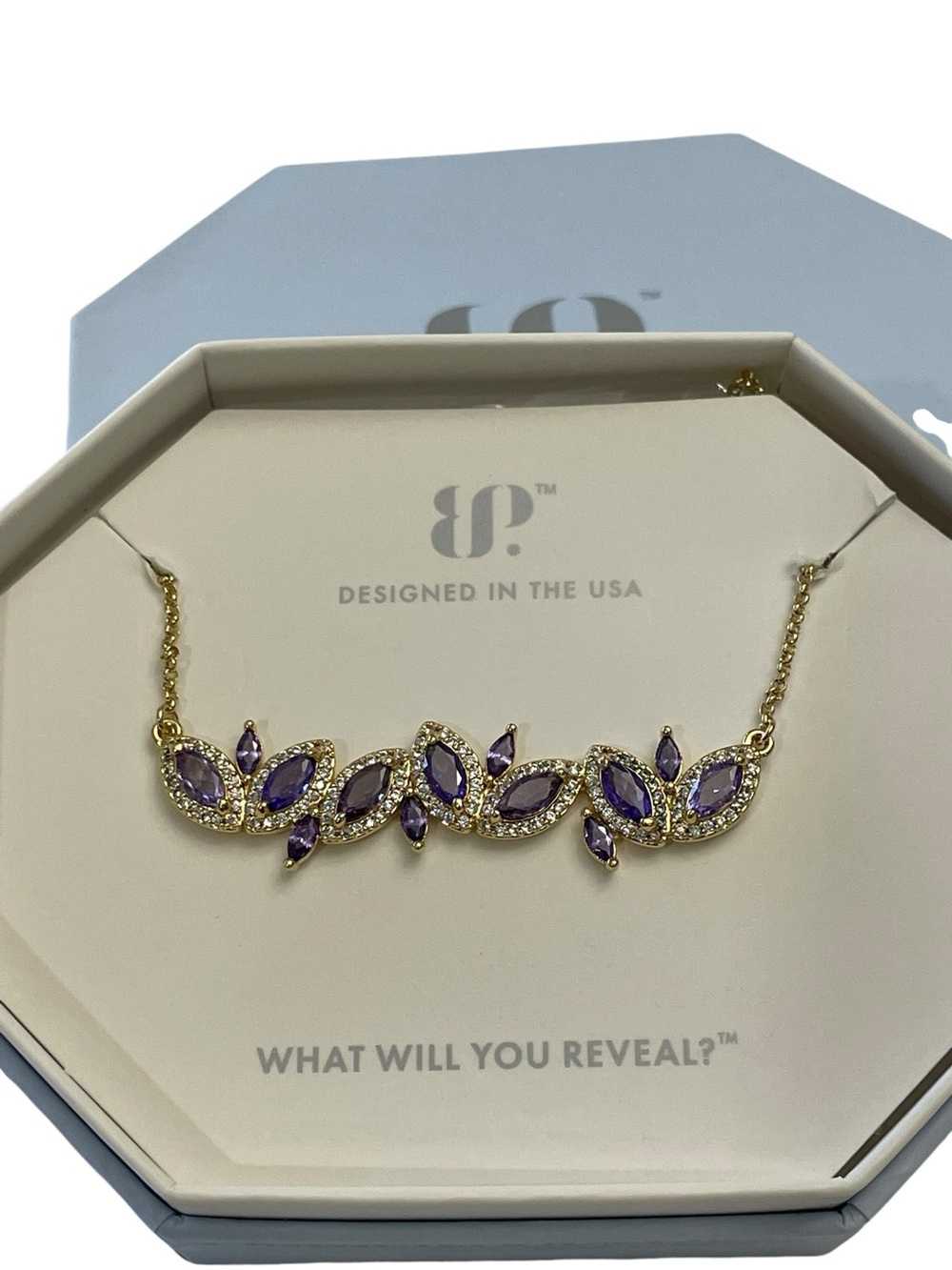 Bomb Party OG Necklace "The Unbreakable Line" NK75577, Gold/Gradient Amethyst